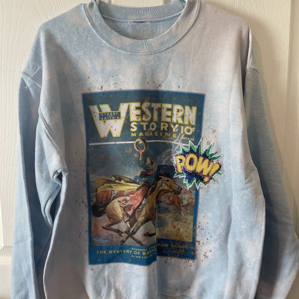 Blue Tie -Dye Western Sweater
